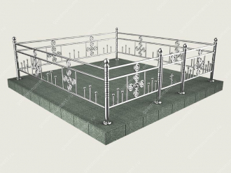 Высокая ограда из нержавеющей стали на могилу